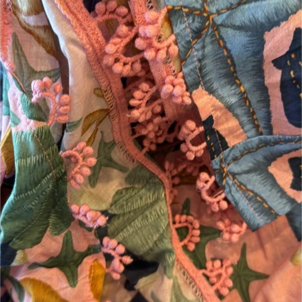 Farm Rio New Anthropologie Seashell Tapestry Midi Dress Pink Size S NWT - Picture 13 of 16